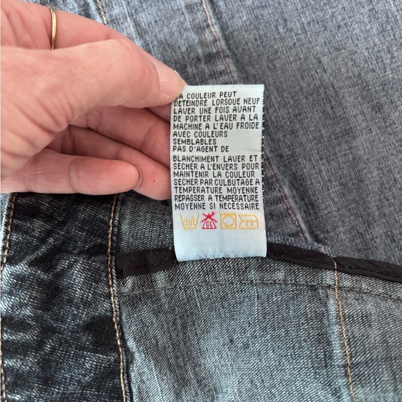 Women’s Vintage Jessica Mandarin Collar Military Style Brass Tone Buttons Denim - Picture 14 of 15